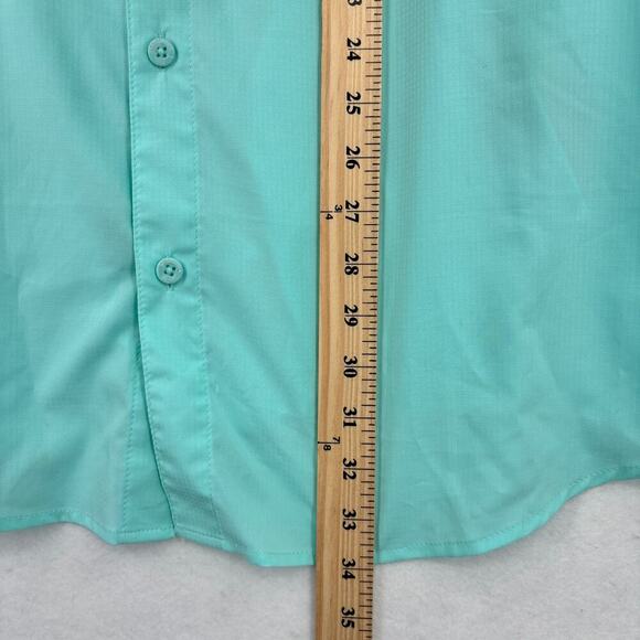 Columbia PFG Shirt Mens XL Aqua Long Sleeve Button Up Vented Fishing Omni-Shade - Picture 13 of 14